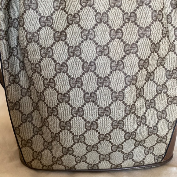 Authentic Gucci Vintage GG Web Supreme Coated Canvas Bucket Bag Shoulder Bag - Picture 5 of 12